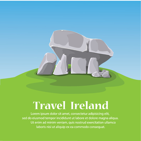travel ireland. Brownshill Dolmen. vector illustrationのイラスト素材