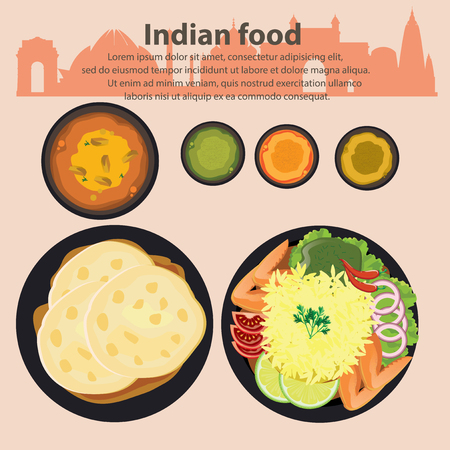 Food Illustration : Indian food :Vector Illustration.のイラスト素材