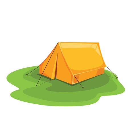 Tent color orange. travel explore. vector illustrationのイラスト素材