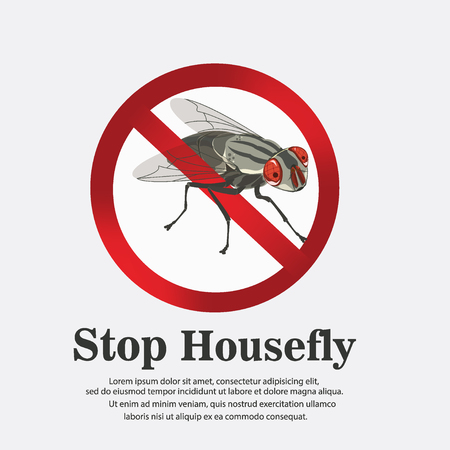 Stop housefly poster illustration.のイラスト素材