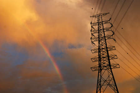 Rainbow vs Electricityの写真素材
