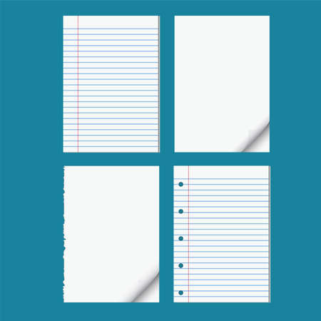 Blank  papers with curled corners and notepad lined page.のイラスト素材