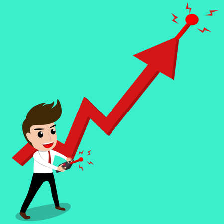 Business man control an economic by remote control.Vector Illustration.のイラスト素材