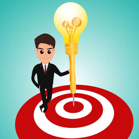 Businessman in target area whit dart lightbulb  Vector Illustrationのイラスト素材