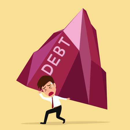 Bankruptcy concept  businessman bearing big debt Vector Illustrationのイラスト素材