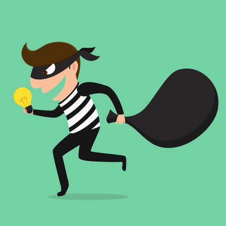 Piracy Thief stealing idea . Vector Illustrationのイラスト素材