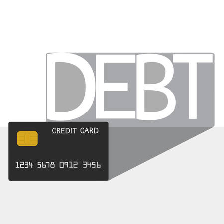 Debt concept . Credit card debt shadow. Vector Illustration.のイラスト素材