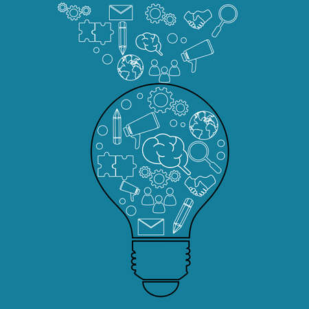 Creative lightbulb idea and business icons. Vector Illustrationのイラスト素材