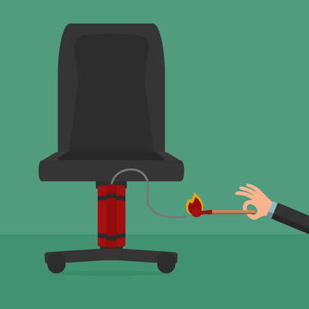 Angry employee take a bomb to boss. Cartoon Vector Illustration.のイラスト素材