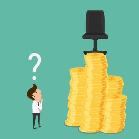 Business man thinking how to be the boss. Cartoon Vector Illustration.のイラスト素材