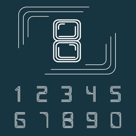 Line style numbers . Vector Illustration.のイラスト素材