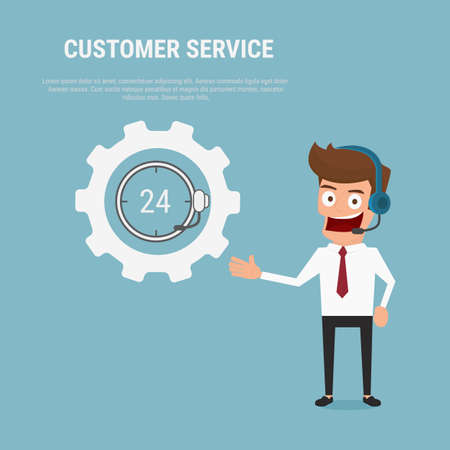 Customer service man. Cartoon Vector Illustration.のイラスト素材