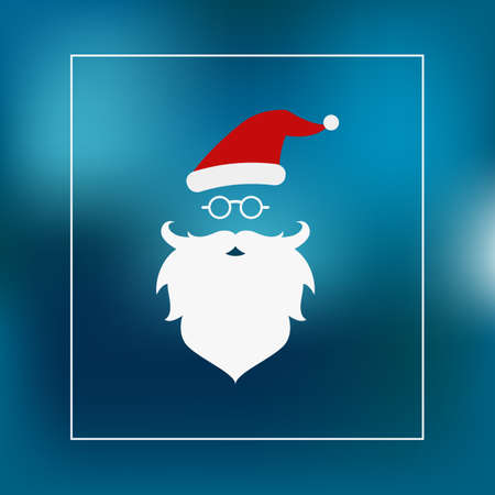 Flat design. Merry Christmas with Santa Claus hat and beard Card background. Vector Illustration.のイラスト素材