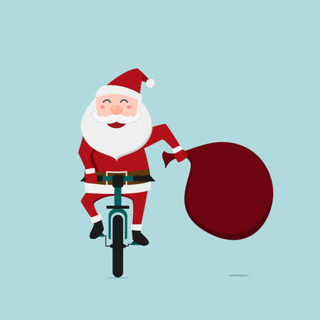 Santa Claus riding bicycle . Cartoon Vector Illustration.のイラスト素材