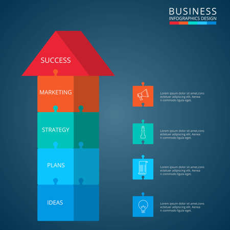 Arrow business concept infographic template. Can be used for workflow layout, diagram web design, infographics. Vector Illustrationのイラスト素材