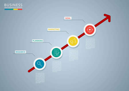 Arrow business concept infographic template. Can be used for workflow layout, diagram web design, infographics. Vector Illustrationのイラスト素材