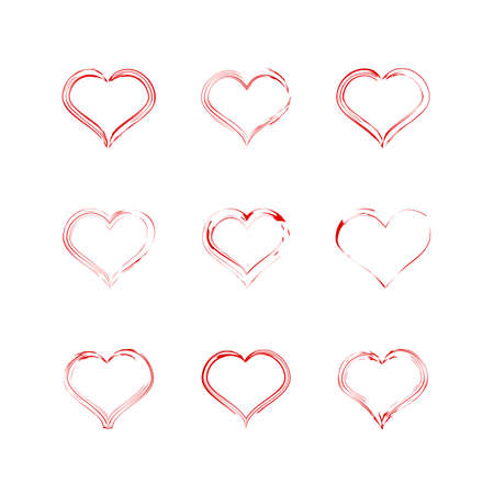 Red heart collection icon, love symbol. Design elements for Valentine's day. Vector Illustration.のイラスト素材