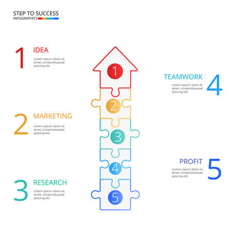 Successful business concept arrow puzzle infographic template. Infographics with icons and elements.のイラスト素材