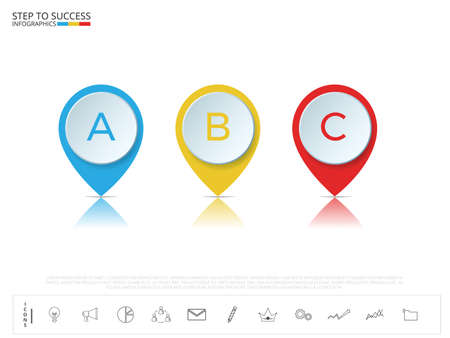 Colorful pointer infographics template with icons and elements. Can be used for workflow layout, diagram web design, infographics. Vector Illustrationのイラスト素材