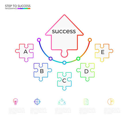 Successful business concept arrow puzzle infographic template.のイラスト素材