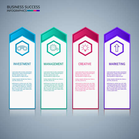 Successful business concept design marketing infographic template with icons and elements. Can be used for workflow layout, diagram web design, infographics. Vector Illustrationのイラスト素材