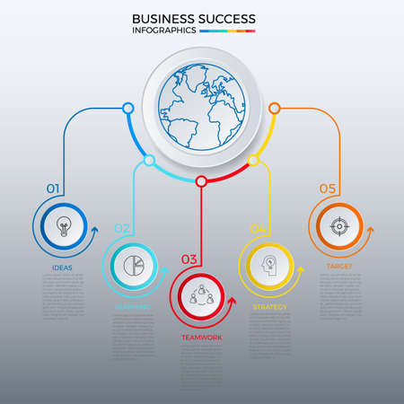 Successful business concept design marketing infographic template. Infographics with icons and elements. Can be used for workflow layout, diagram web design, infographics. Vector Illustrationのイラスト素材