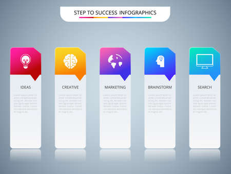 Successful business concept infographic template. Infographics with icons and elements. Can be used for workflow layout, diagram web design, infographics. Vector Illustrationのイラスト素材