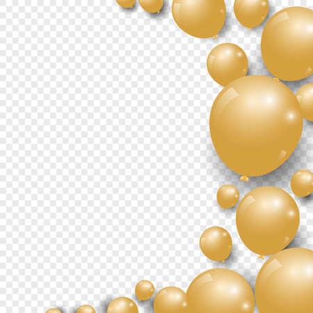 Celebration festive gold balloons on transparent background. Vector Illustration.のイラスト素材
