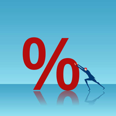 Businessman with big percent signs. Cartoon Vector Illustration.のイラスト素材