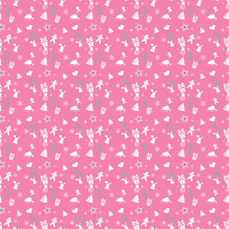 Christmas ornaments seamless pattern. Can be used for holiday seasons background or gift wrapping  vector Illustration.のイラスト素材