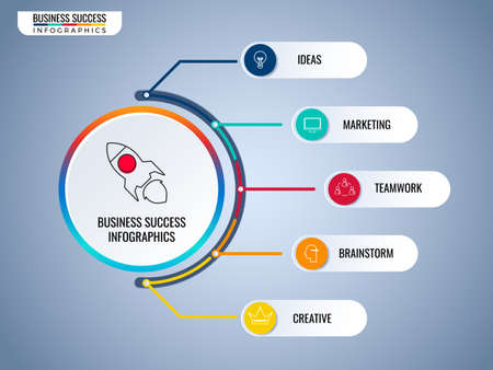 Modern Circle infographics elements. Step to success business concept infographic template.のイラスト素材
