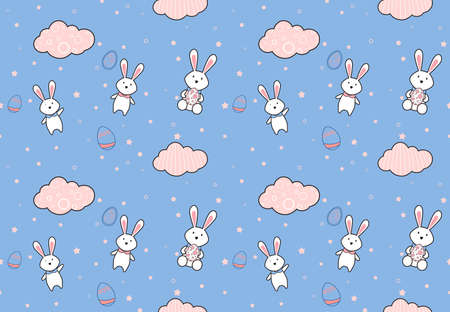 Easter egg seamless pattern. Easter and Spring season holiday design for website, printing on fabric, gift wrap and wallpapers. Vector Illustration.のイラスト素材