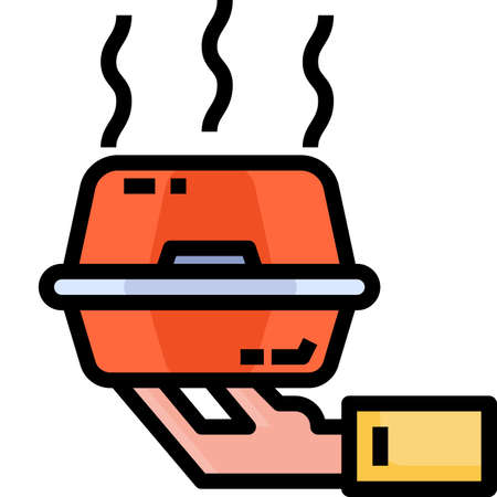 Food Delivery filled outline style. Icon design for application, website, poster, printing.のイラスト素材