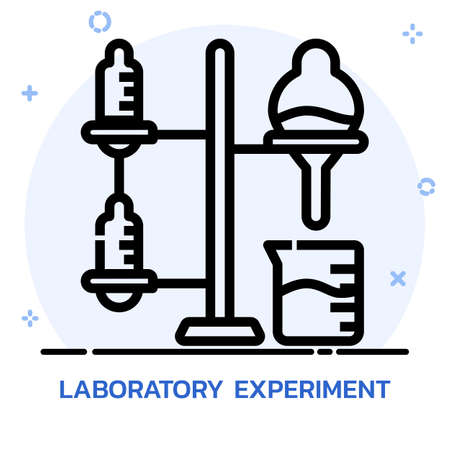 Science chemical experiment line style. Icon design for mobile application, website.のイラスト素材