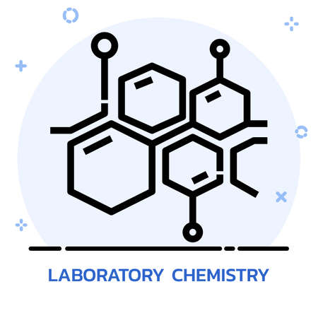Science molecule model line style. Icon design for mobile application, website.のイラスト素材