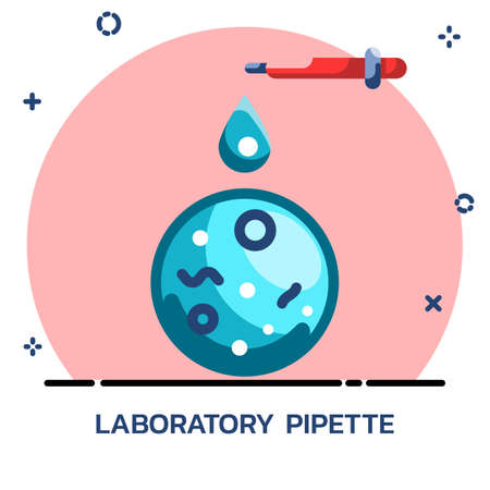 Science chemical experiment flat style. Icon design for mobile application, website.のイラスト素材
