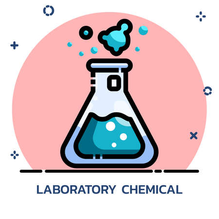 Science chemical experiment filled outline style. Icon design for mobile application, website.のイラスト素材
