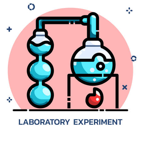 Science chemical experiment filled outline style. Icon design for mobile application, website.のイラスト素材
