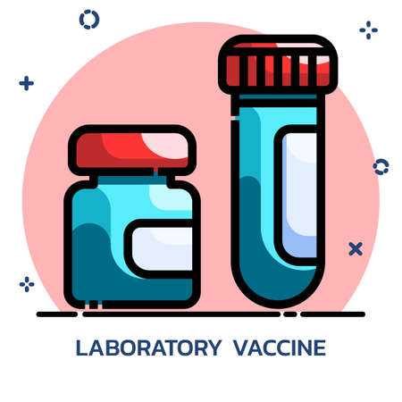 Vaccine vial of medicine filled outline style. Icon design for mobile application, website.のイラスト素材