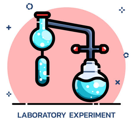 Science chemical experiment filled outline style. Icon design for mobile application, website.のイラスト素材