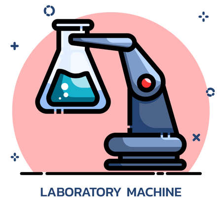 Science laboratory machine learning filled outline style. Icon design for mobile application, website.のイラスト素材