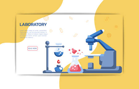 Science laboratory landing page template. Science concept.のイラスト素材