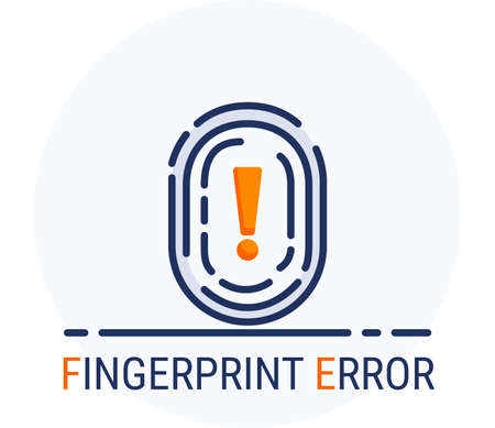 Flat Icons Style. Hacker Cyber crime attack Fingerprint Error for web design. Vector Pixel Perfectのイラスト素材