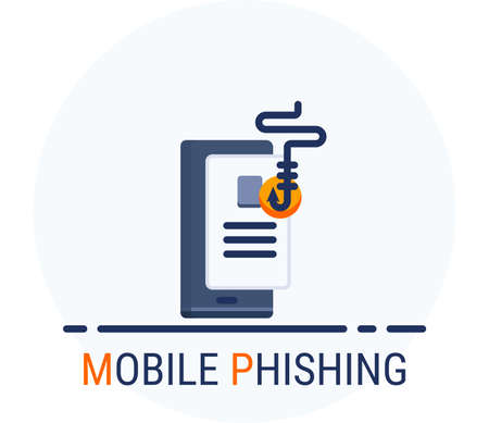 Flat Icons Style. Hacker Cyber crime attack Mobile Phishing for web design. Vector Pixel Perfectのイラスト素材