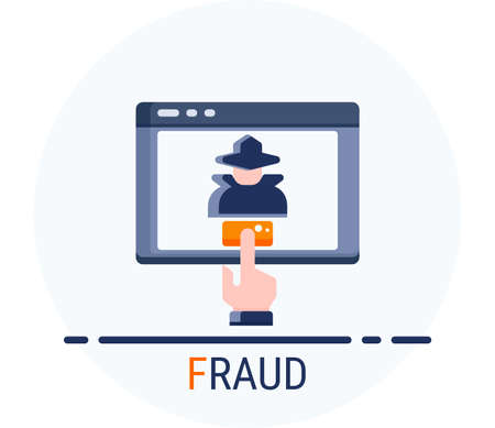 Flat Icons Style. Hacker Cyber crime attack Fraud for web design. Vector Pixel Perfectのイラスト素材