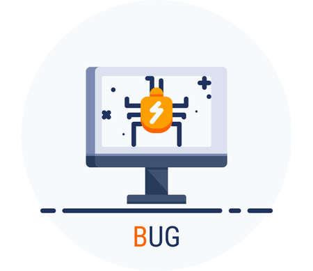 Flat Icons Style. Hacker Cyber crime attack BUG for web design. Vector Pixel Perfect.のイラスト素材