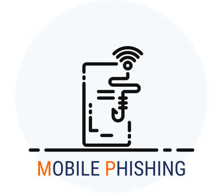 Line Icons Style. Hacker Cyber crime attack Mobile Phishing for web design. Vector Pixel Perfectのイラスト素材