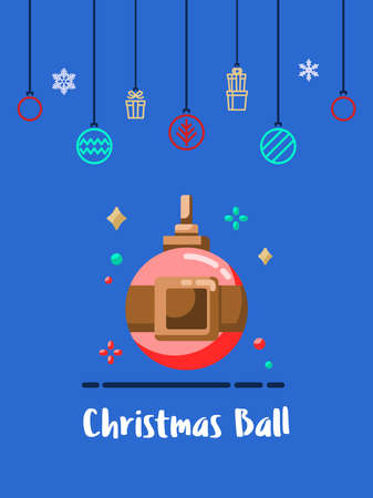 Christmas ball icon with christmas ornament elements hanging background.のイラスト素材