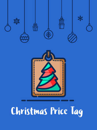 Christmas Price Tag icon with christmas ornament elements hanging background.のイラスト素材