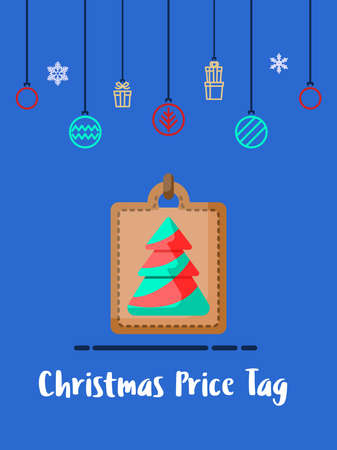Christmas Price Tag icon with christmas ornament elements hanging background.のイラスト素材
